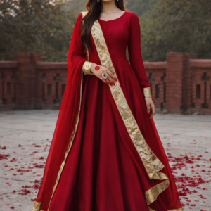 Heritage Crimson Anarkali Gown Set